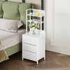 Bedside Table with Charging Station and LED Light Strips Nightstand W/ 3 Drawers