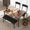 Brown Dining Table Set for 4 with Bench & 2 Upholstered Chairs,Kitchen Table Set
