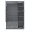 High Gloss Wooden 3 Door Wardrobe with Drawers and Mirror Bedroom Storage