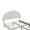 Double Bed 135x190 cm Velvet Upholstered Platform Bed Frame with Headboard Beige
