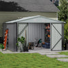 10 x 12 FT Galvanised Steel Sheds Garden Storage Shed Ventilation w/ Double Door