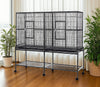 Bird Finches Canaries Budgies Cockatiels Cage Metal Double On Stand - Elegance