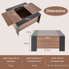 Square Coffee Table Lift Top Sliding Hidden Storage Drawer Tea Desk Living Room