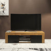 130cm TV Unit Oak Matt Body | Black Matt Doors Cabinet | Modern Storage Unit