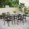 7 Pieces Garden Dining Set Outdoor Furniture Stackable Chairs Table for 6 Person