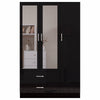 High Gloss Wooden 3 Door Wardrobe with Drawers and Mirror Bedroom Storage