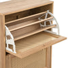 Manila Oak & Rattan 2 Door Flip Down Shoe Storage Cabinet Rack Hallway Furniture