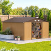 13 x 11ft Garden Shed Storage w/ Foundation Kit, Vent, Light Brown