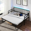 Single Size Metal Sofa Bed Frame with Trundle-Black