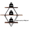 Floating Wall Mounted Display Shelf 3 Tiered Wooden Shelves Black Frame Shelving