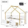 White Wooden Kids House Bed Frame with Storage Drawers 3 FT Single Kids Sleeper