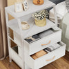 White 3-Drawer Bedside Table w/ Open Shelf,Small Storage Nightstand for Bedroom