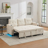 Sofa Bed Pull Out Sectional Couch Bed Convertible Settee with Storage, Beige