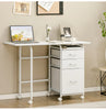 Folding Computer Desk Wheeled PC Laptop Table Writing Workstation with 3 Drawers