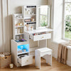 Dressing Table With Drawers Mirror Stool Wireless Charging Set Makeup Vanity