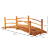 6FT Wooden Garden Bridge with Safety Railings, Classic Arc Footbridge