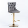 Velvet Swivel Bar Stools Set of 2 Swivel Kitchen Barstools Bar Chairs Grey Black