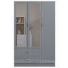 High Gloss Wooden 3 Door Wardrobe with Drawers and Mirror Bedroom Storage