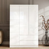 High Gloss 3 Door 2 Drawers Wardrobe With Shelves Storage Bedroom Furniture