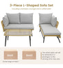 Outdoor Wicker Furniture Set Heavy-Duty Metal Frame w/Cushions-Grey