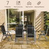 7 Piece Garden Dining Set, Outdoor Table and 6 Chair, Aluminium, Black