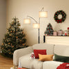 Floor Lamp Free Standing Light Tall Lamp Beige Linen Shade Bedroom Living Room