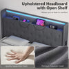 4ft6 Double Bed Frame with RGB LED Lights, Platform Bed Frame, Dark Grey