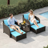 5pcs Set Rattan Home Patio Garden Balcony Furniture Table Chair Stool Lounge