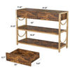 Console Table w/ 2 Drawers 3-Tier Shelves Entryway Hallway Sofa Table Metal Fram