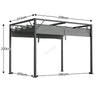 Pergola Steel Frame 3x2M PE Canopy Adjust Shade Pergola Shelter Backyard Grey