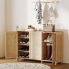 Bamboo Shoe Cabinet with Louvered Doors, 14 Pairs Footwear Cupboard for Hallway