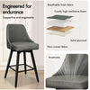 ALFORDSON 2x Bar Stools Swivel Padded Metal Leg Dining Chair Kitchen DARK GREY