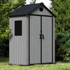 6×4FT Plastic Garden Shed Lockable Outdoor Storage Shed Bike Tool House W/ Floor