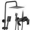 Exposed Shower Taps Mixer Valve Black Bathroom Square Twin Head Bar Shower Set