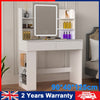 White Dressing Table Vanity Makeup Desk With 2 Drawers & LED Mirror & 4 Mrwtwdgc