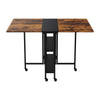 Rolling Drop Leaf Dining Table Folding Kitchen Table with Open Shelves & Wheels
