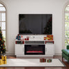Living Room TV Stand with Electric Fireplace Fire LED Flame Heating Cabinet Unit