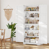 Pantry Cupboard, 180 cm Tall Kitchen Storage Cabinet with 4 Wooden Doors