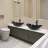Bathroom Sink Basin Hand Wash Counter Top Oval Glass Bowl Pop up Tap Waste Set