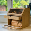 3 Compartment Bamboo Bread Bin Loaf Double Layer Storage Rack Box With Drawer