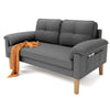 2-Seater Sofa Small Fabric Couch Armrest Side Pocket Modern Living Room