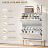 Slim Shoe Storage Cabinet with 2 Flip Drawers for Hallway, White