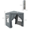 2m x 2m Garden Heavy Duty Pop Up Gazebo Marquee Party Tent Canopy Grey