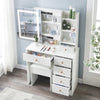 White Vanity Desk Set Makeup Mirror w/ LED Lighted Dressing Table Desk and Stool