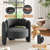Oversized Chenille Barrel Accent Chair,Modern Round Armchair w/ Curved Backrest