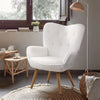 Modern Accent Chair Upholstered Button Single Sofa Wood Legs High Back Armchair