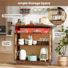Rattan Bar Table with 3 Stemware Racks & 3-Tier Shelves