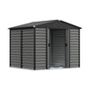 Grey Wood Grain Metal Garden Shed 8x7ft Outdoor Storage House with Foundation