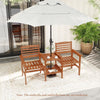 Wood 2-Seat Conversation Set Outdoor Patio Loveseat with Coffee Table