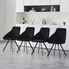2Pcs Black Dining Chairs Velvet Padded Seat Dining Room Chair Modern High Back